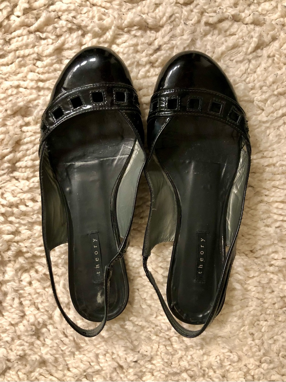 THEORY Black Patent Leather Slingback Ballet Flats 37 (can fit up to 7.5)